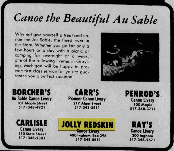 Jolly Redskin Canoe Livery - May 22 1975 Article (newer photo)